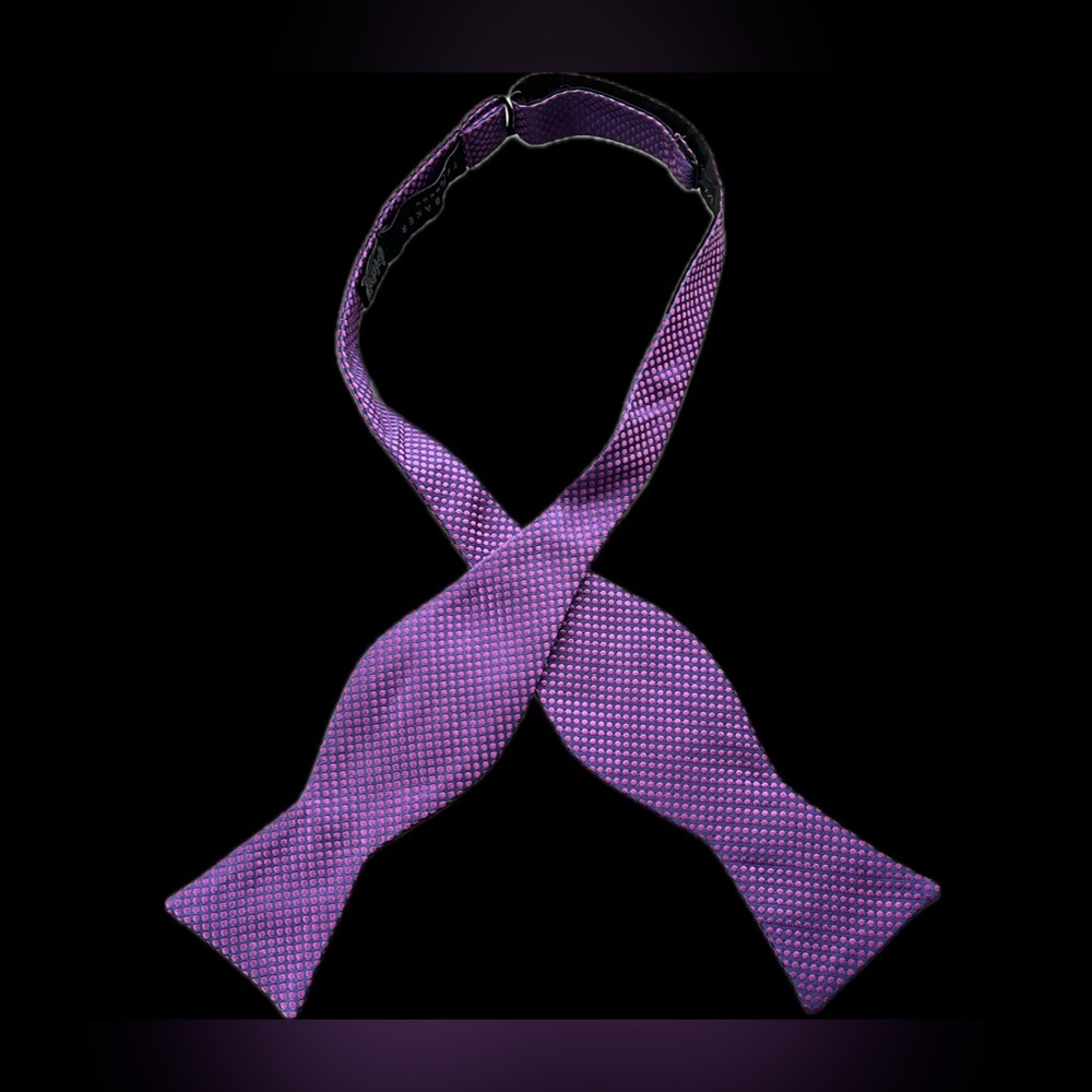 🟣🩷 Adjustable Self-Tie Bow Tie by Ted Baker | Purple with Pink Dots - Picture 16 of 17